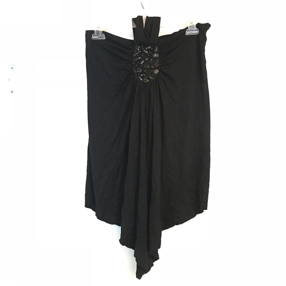 Robert Rodriguez Black Halter Embellished Sexy Top